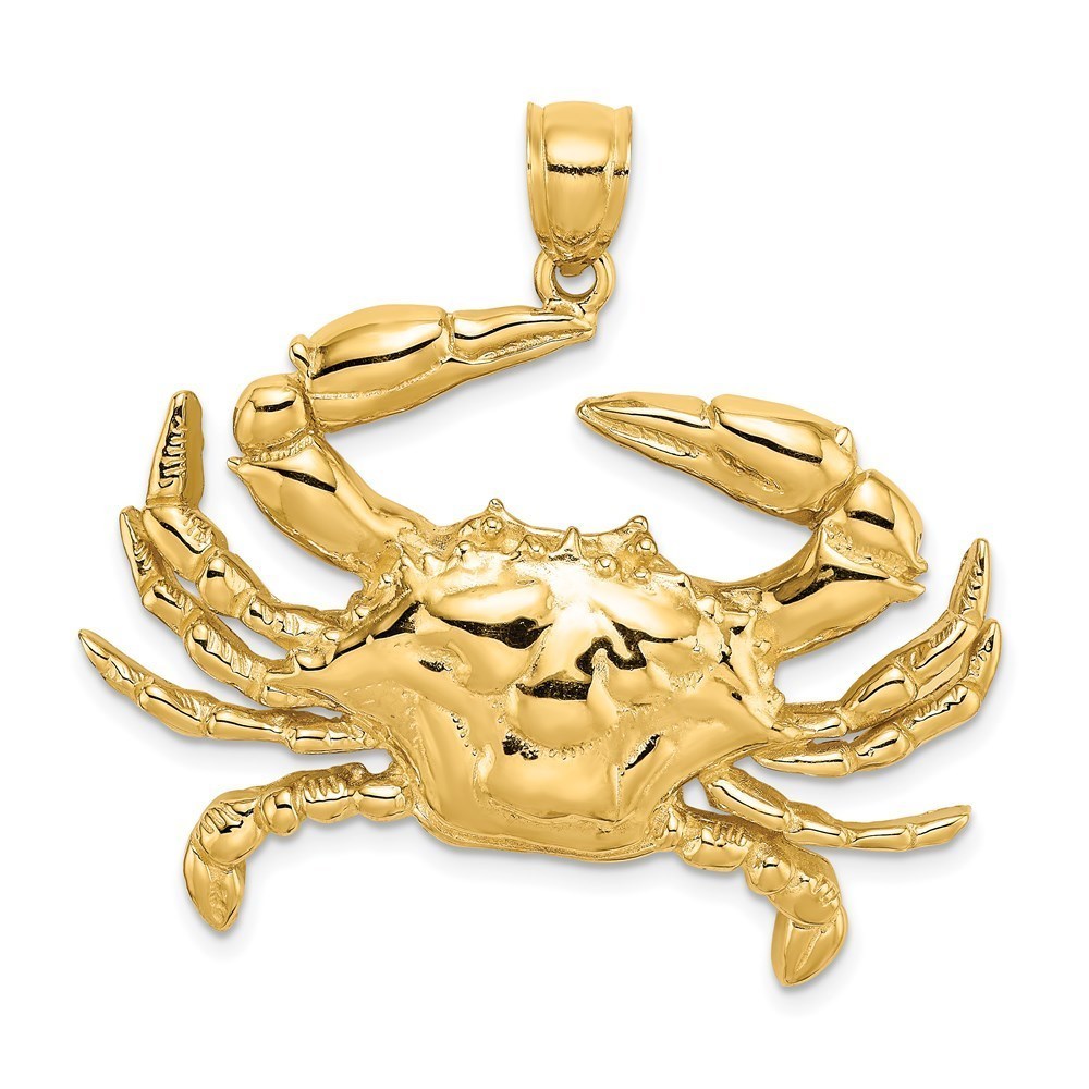 Million Charms 14k Yellow Gold Blue Crab Necklace Charm Pendant